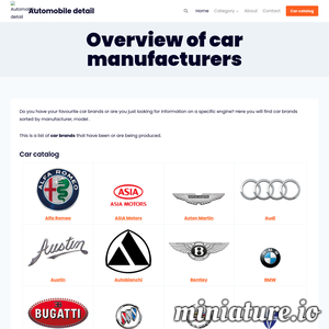 Masz swoje ulubione marki samochodów lub po prostu szukasz informacji na temat konkretnego silnika? Tutaj w katalogu samochodów znajdziesz szczegółowe informacje o samochodach. ./_thumb1/www.automobile-detail.com.png